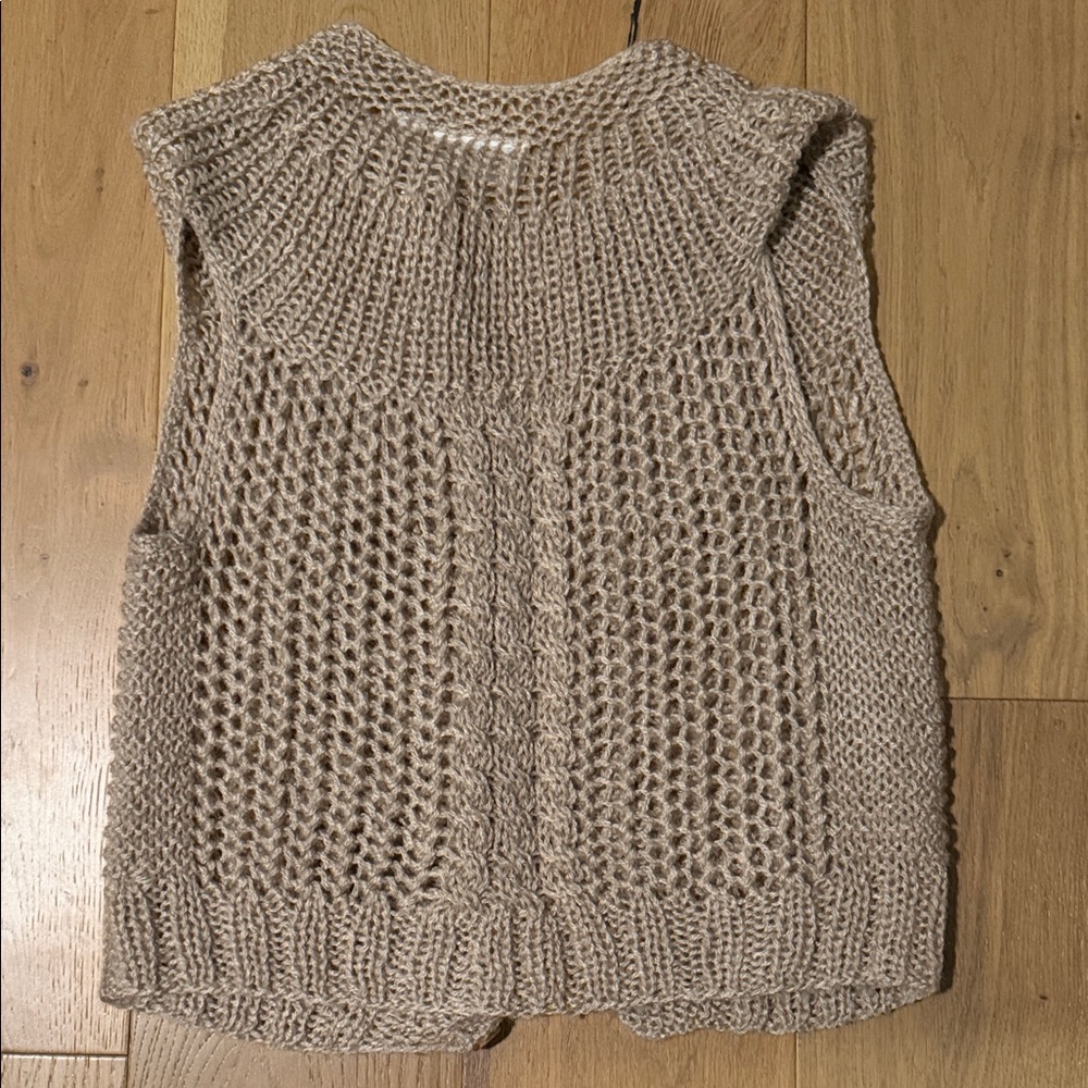 Vintage Tan Women's Knit Cardigan Vest - Picture 6 of 6